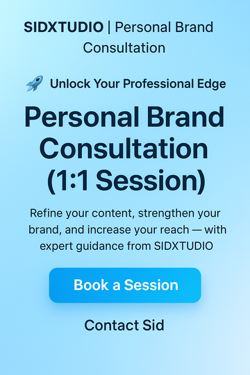 1:1 Personal Brand Consultation – Helping creators and professionals grow their digital presence
