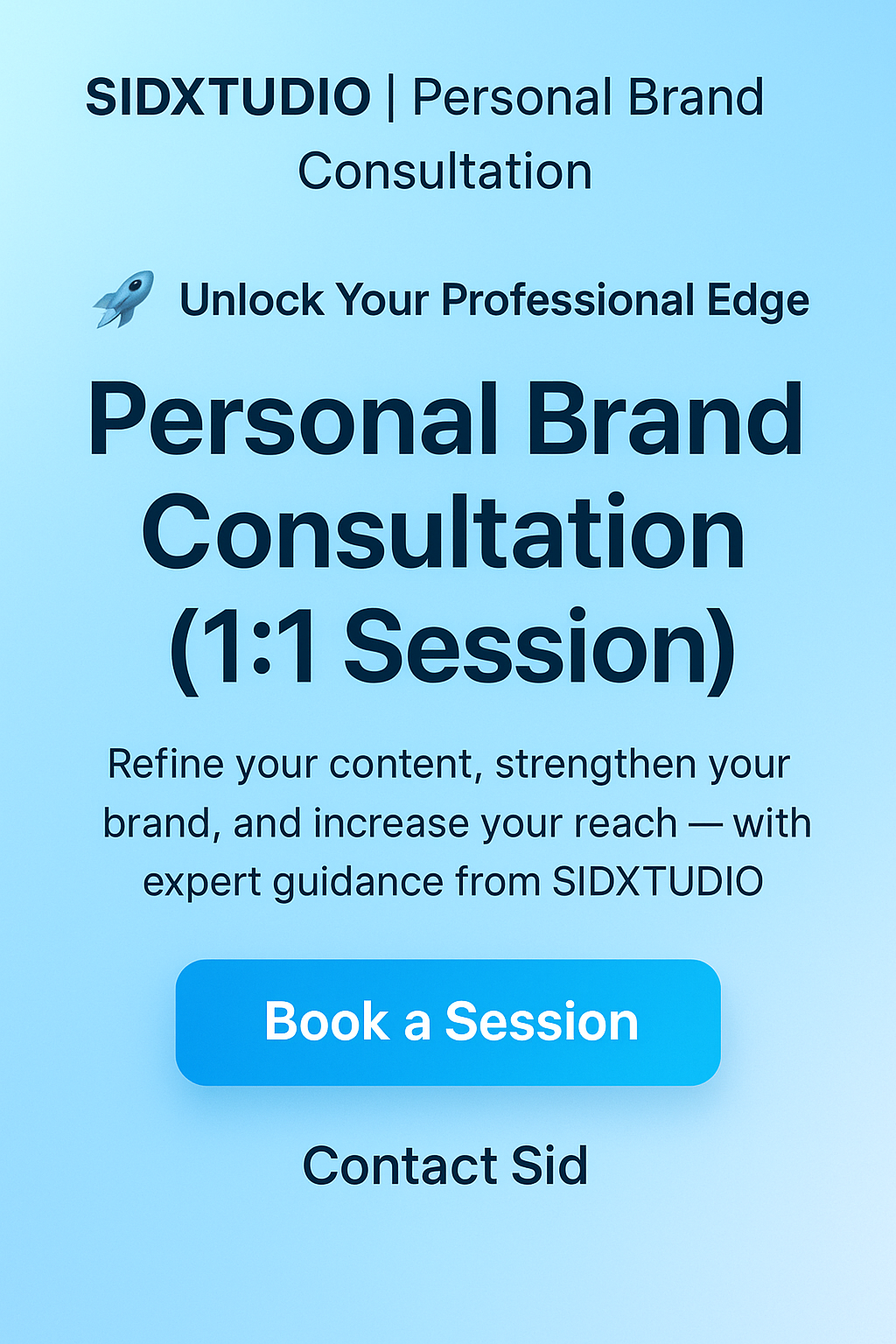 1:1 Personal Brand Consultation – Helping creators and professionals grow their digital presence